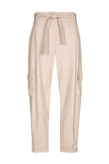 GREIGE FAUX LEATHER BAGGY TROUSERS