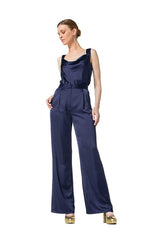 DARK INDIGO SHINY WIDE TROUSERS