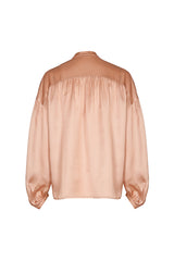 LOOSE FITTING PLEATED SHINY BLOUSE