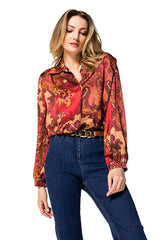 RED PRINTED LOOSE BLOUSE