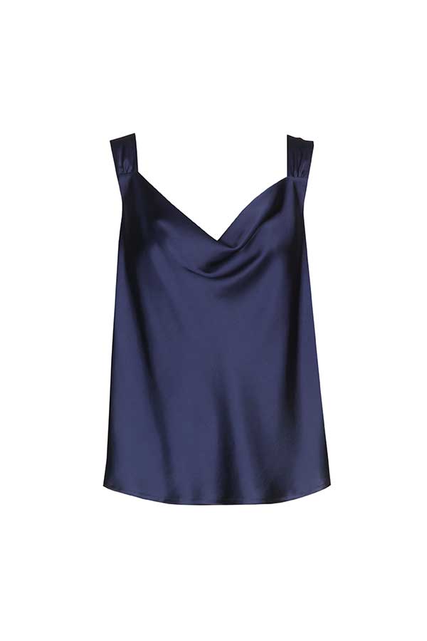 DARK INDIGO SHINY VISCOSE TANK TOP