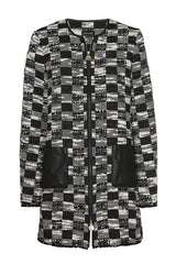 BOUCLETTE MID LENGTH CHECKERED COAT