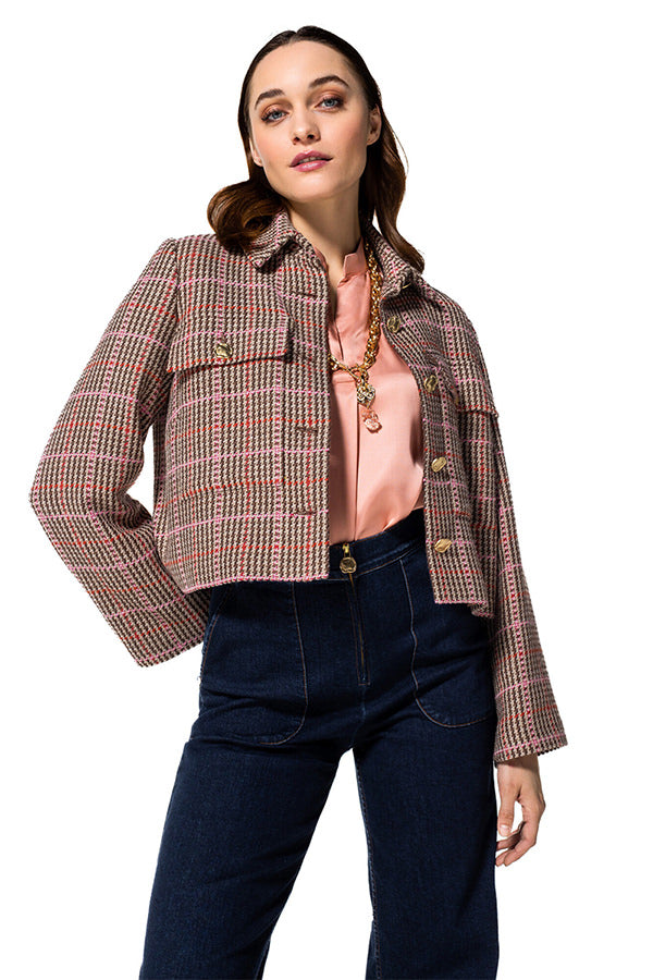 SHORT PRINCE OF WALES CHECK JACKET