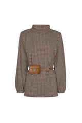 CHECKERED BELTED STRAIGHT TUNIC