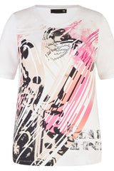 WHITE ABSTRACT FLORAL PRINT T-SHIRT