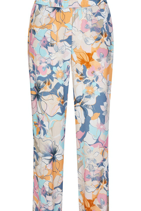 ORANGE FLORAL PRINT TROUSERS