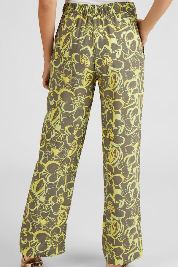 KHAKI FLORAL PRINT TROUSERS