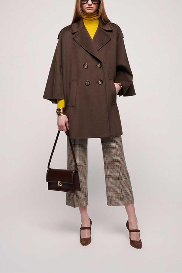 SAMOS BROWN CAPE SLEEVES OVERSIZE COAT