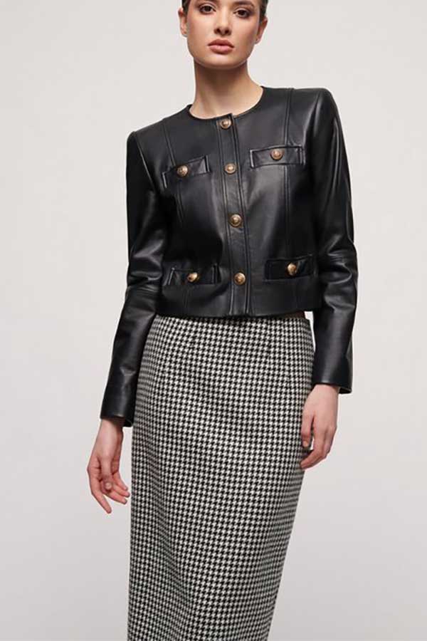 SMALTO BLACK LEATHER JACKET