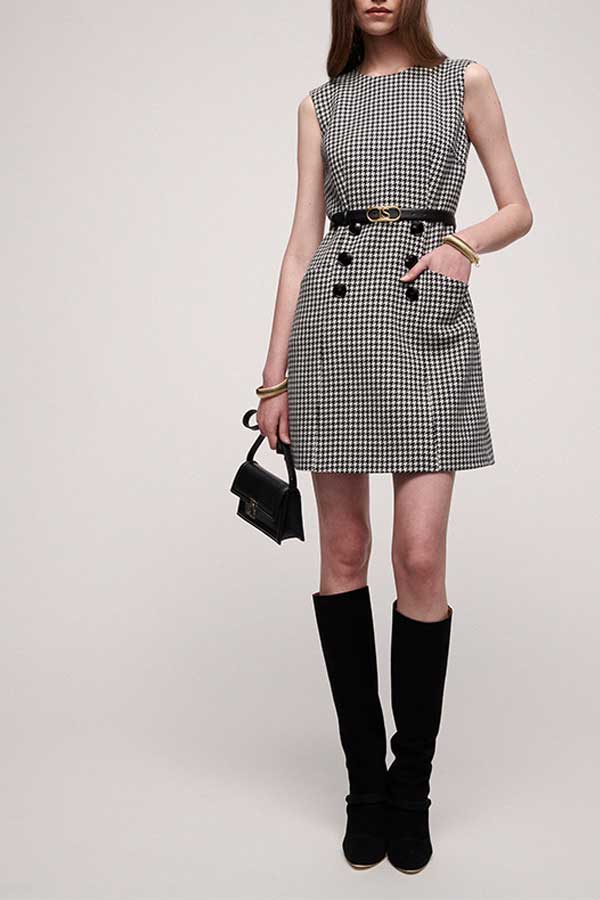 GALLESE HOUNDSTOOTH SHEATH DRESS