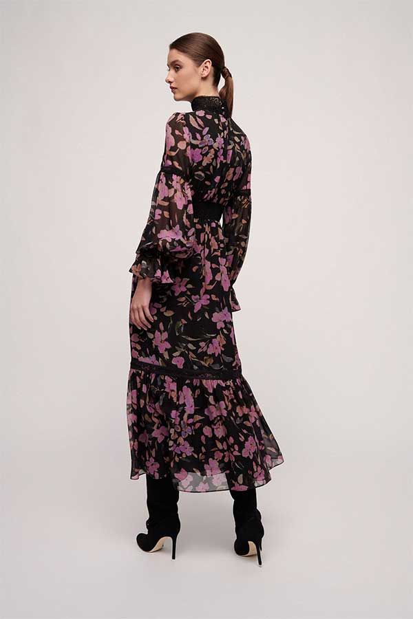 GISELLE FORAL PRINT ELEGANT SILK DRESS