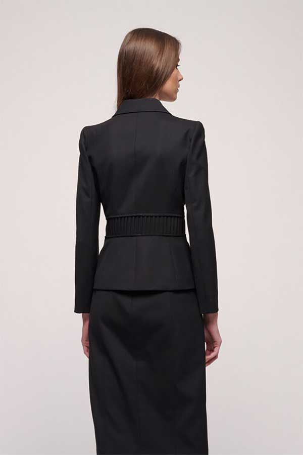 SLITTINO PLEATED CINCHED WAIST ELEGANT JACKET