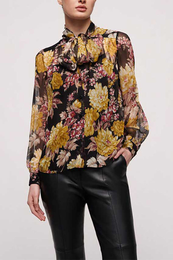 LEADER BLACK FLORAL PRINT SHIRT