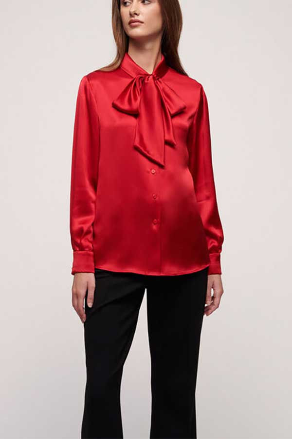 LILLIBET LAVALLIERE SILK SHIRT