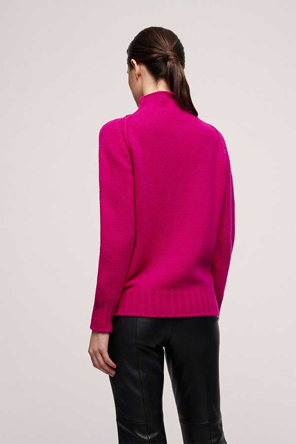 CALANDRA FUCSHIA HIGH NECK WOOL SWEATER