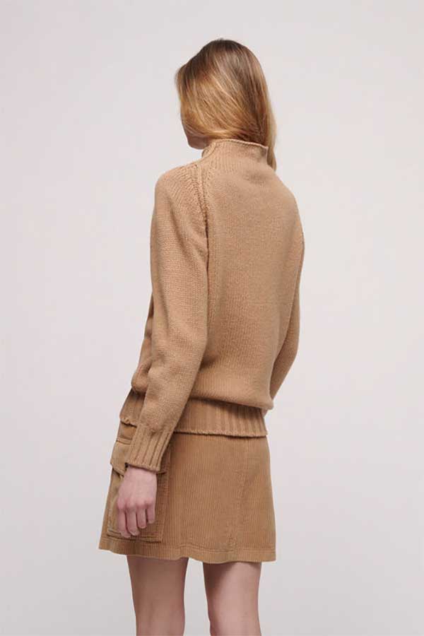 CALANDRA BEIGE HIGH NECK WOOL SWEATER