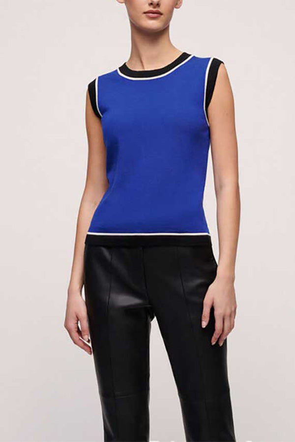 MASTRI BLUE CONTRASTING COLOR SWEATER