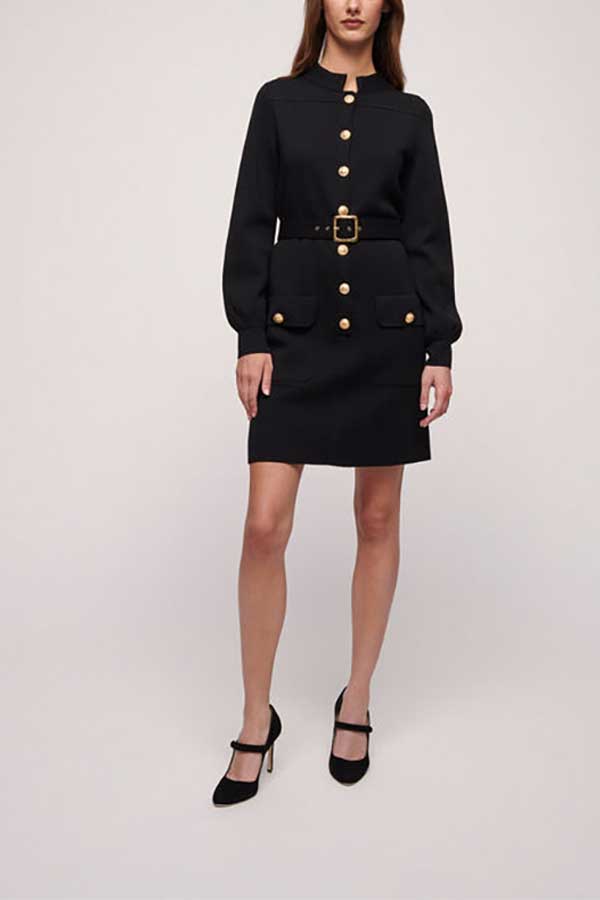 MIRAGGIO BLACK BELTED SHIRT DRESS