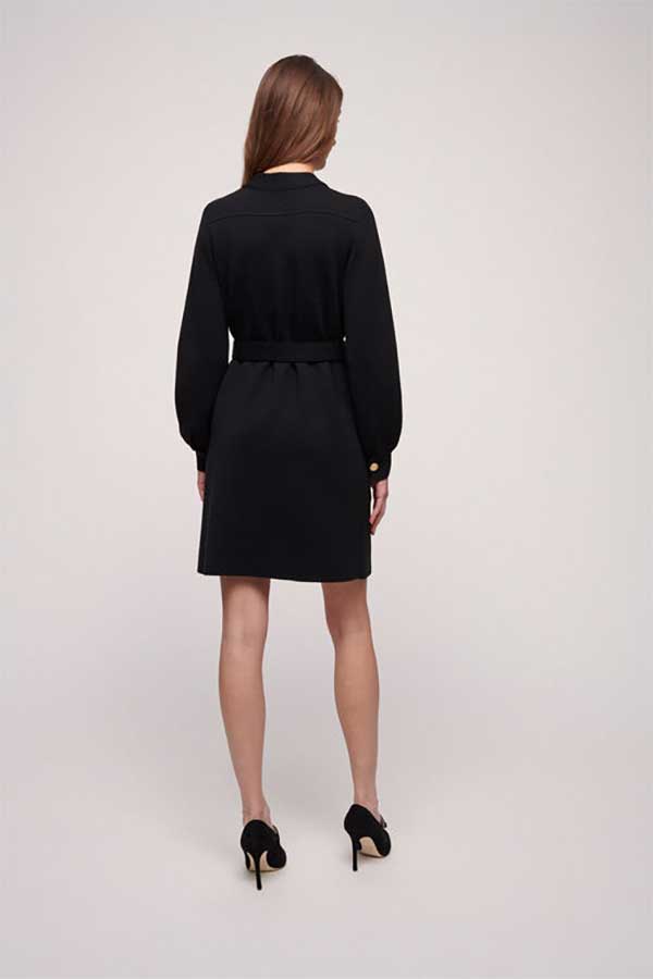 MIRAGGIO BLACK BELTED SHIRT DRESS