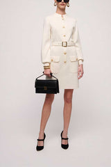 MIRAGGIO WHITE BELTED SHIRT DRESS