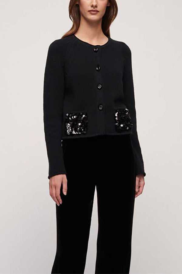 MARIANA SEQUINNED POCKETS CARDIGAN