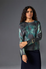 TIE & DYE STRETCH SATIN LONG-SLEEVED T-SHIRT