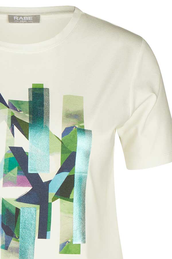 GREEN ABSTRACT PRINT FOIL T-SHIRT