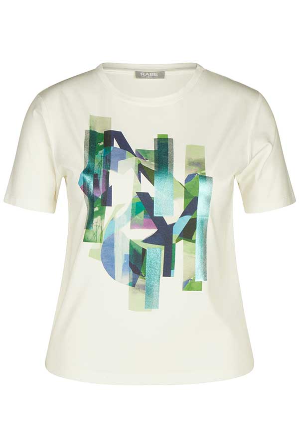 GREEN ABSTRACT PRINT FOIL T-SHIRT