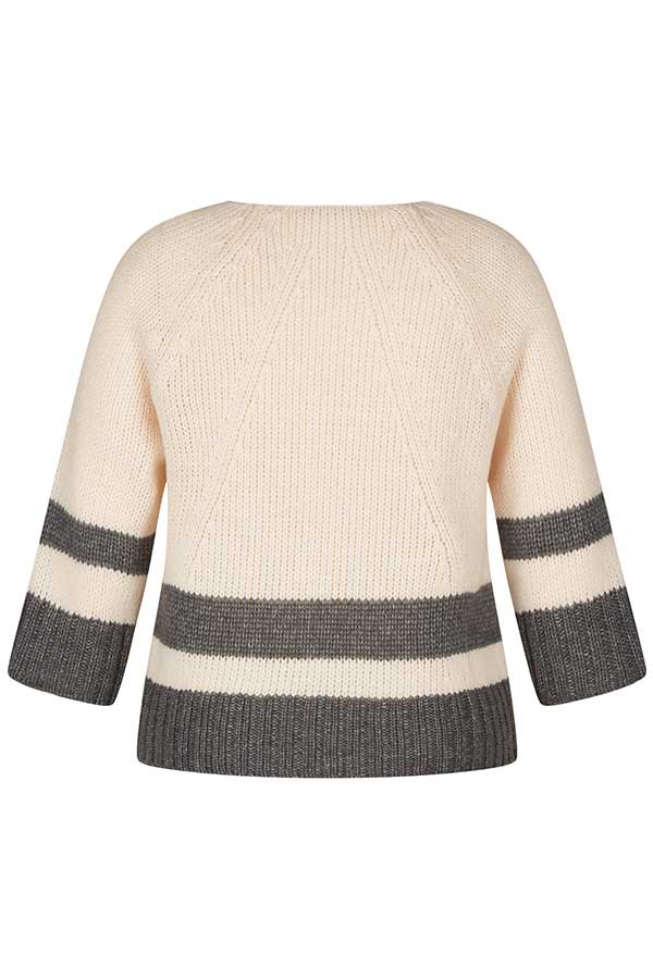 GREY IVORY STRIPED PULLOVER