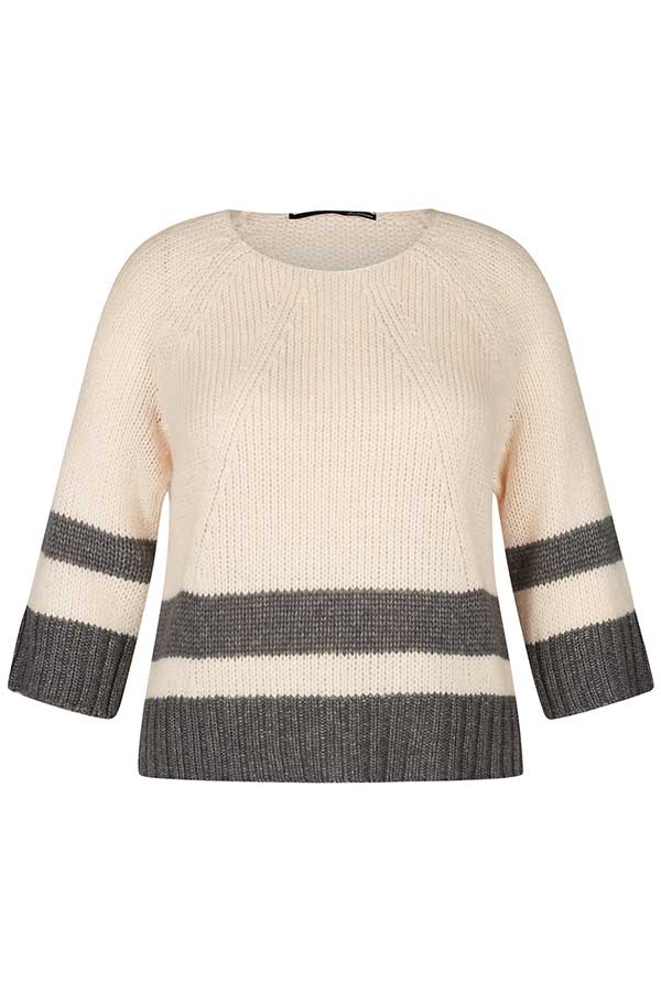 GREY IVORY STRIPED PULLOVER