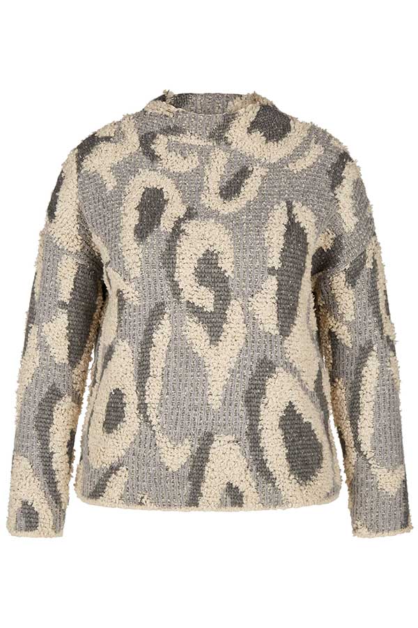 GREY ANIMAL PRINT PULLOVER