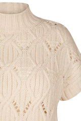 IVORY HIGH NECK SHORT SLEEVE PULLOVER