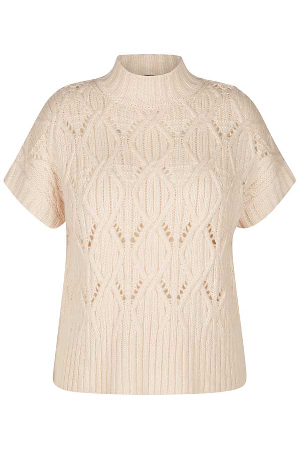 IVORY HIGH NECK SHORT SLEEVE PULLOVER