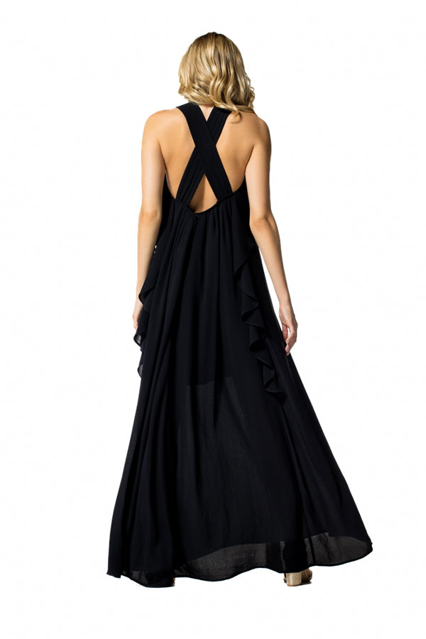 LOOSE PLEATED MAXI GALA DRESS