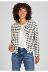 CHECKERED PLAID TWEED JACKET