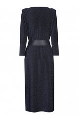 NIGHT BLUE JERSEY LUREX FITTED DRESS