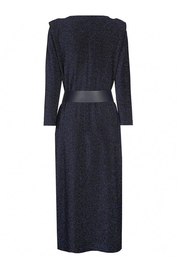 NIGHT BLUE JERSEY LUREX FITTED DRESS