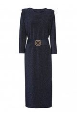 NIGHT BLUE JERSEY LUREX FITTED DRESS