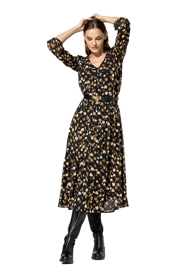 HEART PRINT LOOSE-FIT MIDI DRESS