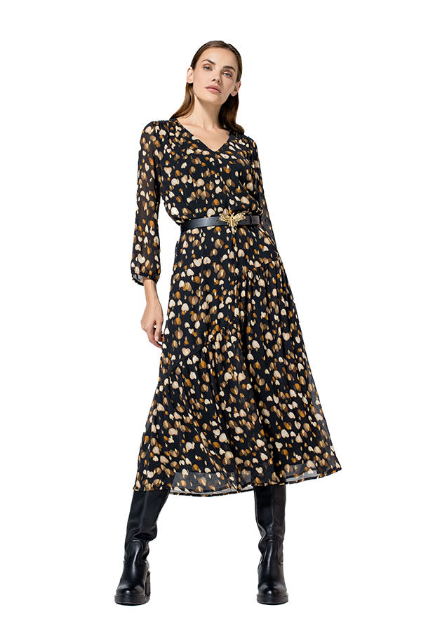 HEART PRINT LOOSE-FIT MIDI DRESS