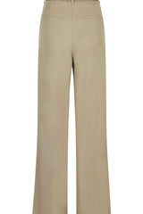 BEIGE LYOCELL BELTED TROUSERS