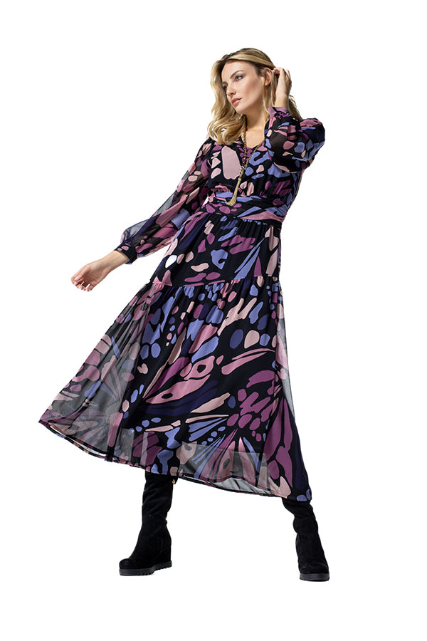 BUTTERFLY PRINT LOOSE LONG DRESS