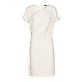 CREAM ASYMMETRICAL STUDDED STRETCH DRESS