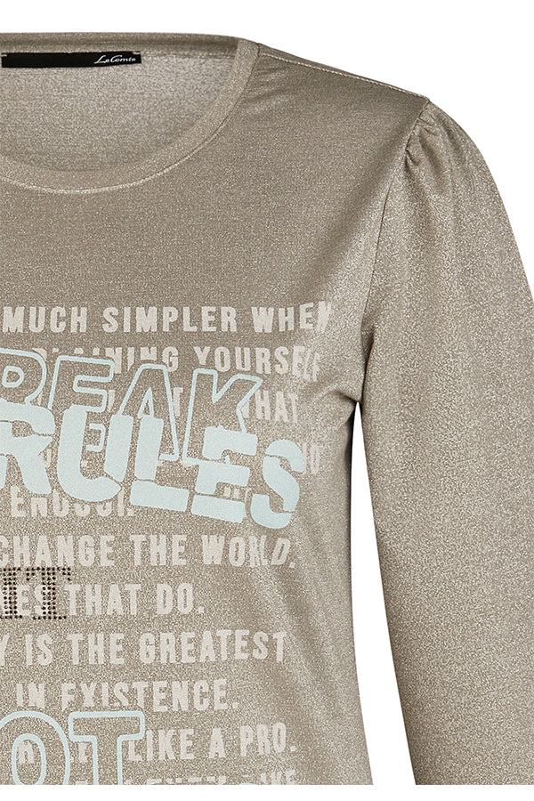 "BREAK RULES" SHINY BALLOON SLEEVE T-SHIRT