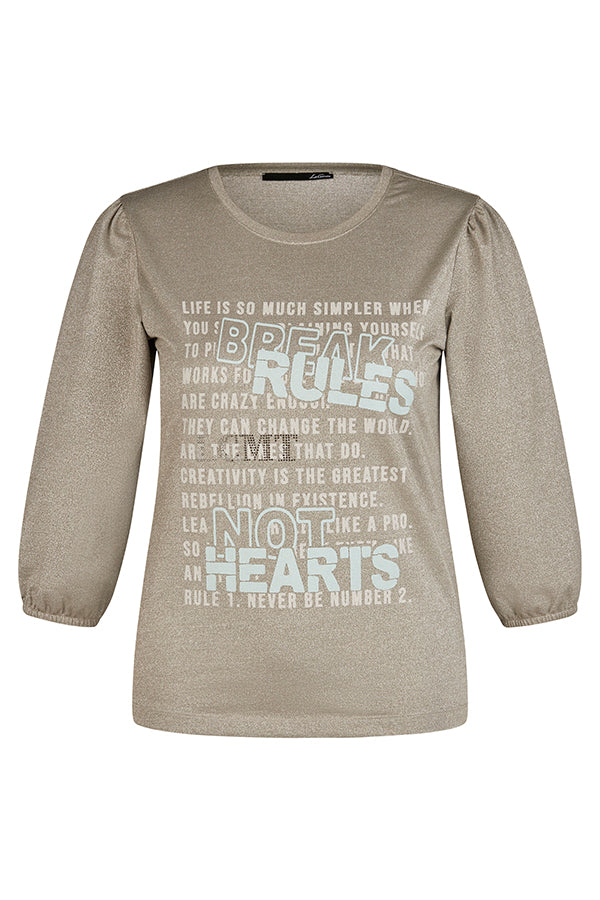 "BREAK RULES" SHINY BALLOON SLEEVE T-SHIRT