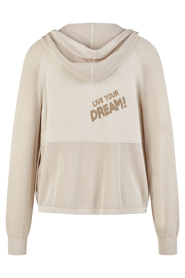 "LIVE YOUR DREAM" HOODED CARDIGAN