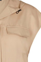 LYOCELL HOODED SLEEVELESS JACKET