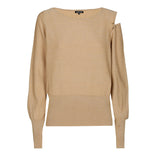 GOLD CUT-OUT SHOULDER ROUND NECK PULLOVER