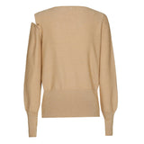 GOLD CUT-OUT SHOULDER ROUND NECK PULLOVER