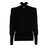 BLACK OFF-THE-SHOULDERS LOOSE PULLOVER